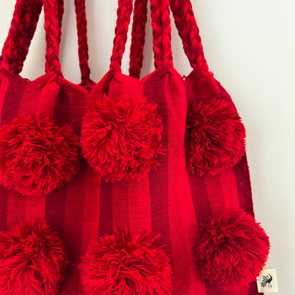 ポンポン・バッグ 016 ハンモックバッグ ラインレッド