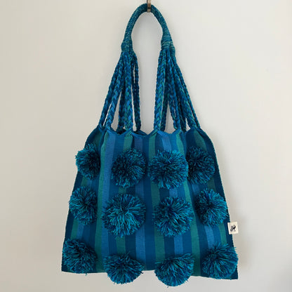 ポンポン・バッグ 017 ハンモックバッグ ラインブルー