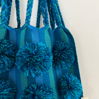 ポンポン・バッグ 017 ハンモックバッグ ラインブルー